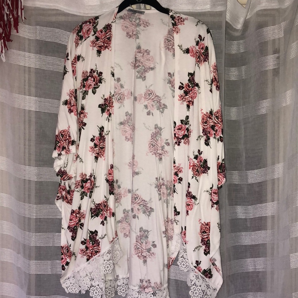 white floral kimono